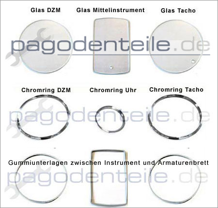 Chromring Glas Tachometer Drehzahlmesser Mercedes Pagode